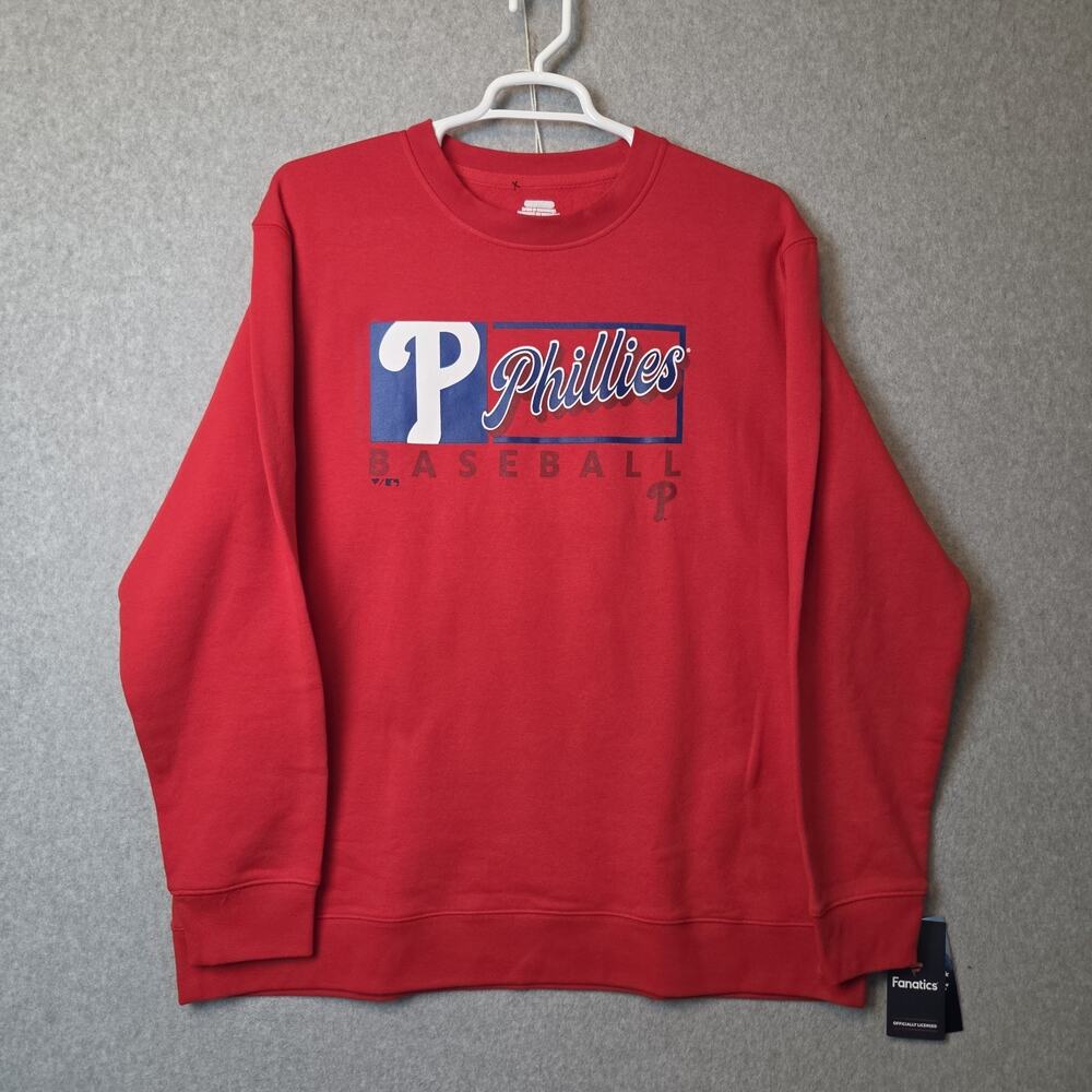 NWT Fanatics Philadelphia Phillies Red LS Focus Fleece Sweatshirt Men's 2XL